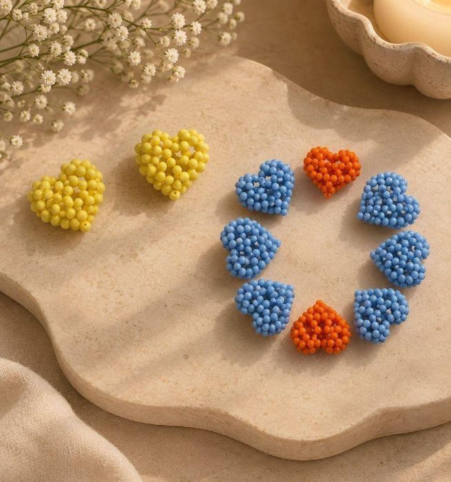 Rainbow beaded heart charms